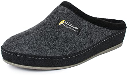 Schawos 6030 Pantoufles feutrées pour hommes, chaudement doublées de laine vierge (gris doublé, 43 EU)