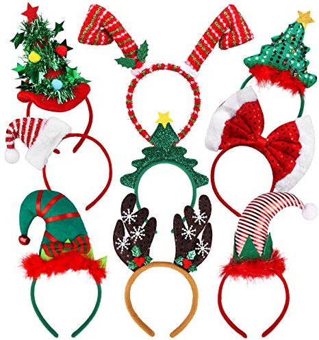 URATOT Kreative Weihnachts-Haarreifen, Kostüm-Kopfschmuck, Elfen-Party-Hüte, Rentier, 9 Stück