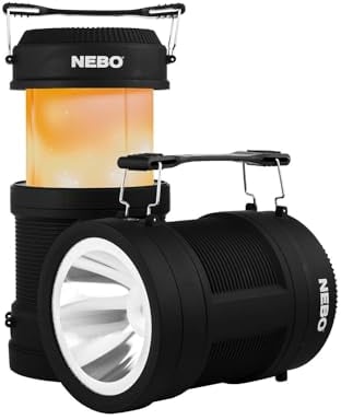 NEBO Big Poppy - 300 Lumen Portable Torch Lantern - 4 Light Modes, Up To 15 Hours Max Battery, 2600mAh Power Bank Charger, USB Charging & Micro USB Cable Included, Lightweight 136g Camping Light