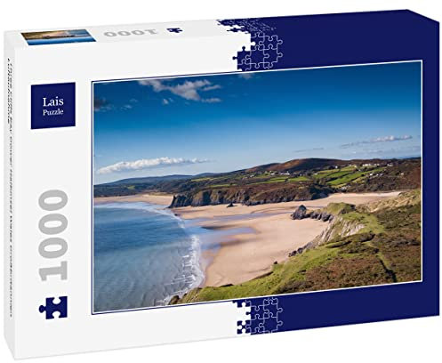 Lais Puzzle Three Cliffs Bay Gower Peninsula Wales Great Britain Aerial view 1000 pieces