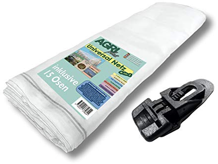 Set AGRIplus Pool Netzabdeckung mit Holdon Ösen - Sehr feinmaschig UV-beständig & reißfest (4 x 5 m - inkl. 20 Holdon Ösen)