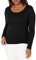 Tommy Hilfiger Women's Long Sleeve Scoop Neck Tee, Black, XS