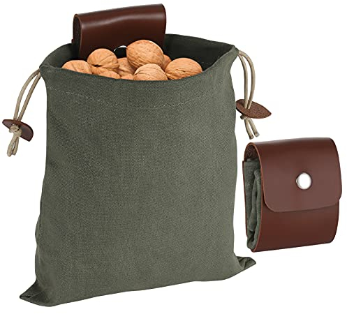 Faltbare Bushcraft-Tasche, wasserdichte Futtertasche, tragbare Werkzeuggürteltasche, Gartenwerkzeugtasche, Kordelzug-Tasche, Leder, Futtertasche Wandern, Canvas-Hüfttasche zum Wandern