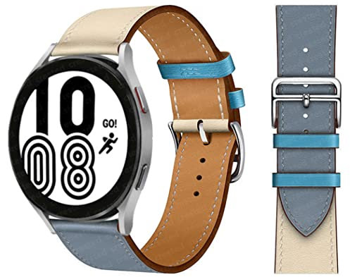 KIMAIXA Cinturino Sportivo Per Samsung Galaxy Watch 5 Pro/5&4/4 Classic/Galaxy Watch 3 41Mm/Active 2/Active/Galaxy Watch 42Mm, 20Mm Bracciale In Pelle Cinturino Per Uomo Donna, Blue Lin Craie