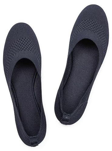 Women's Ballet Flats Slip On Knit Dress Shoes Pumps Shoes Round Toe Navy