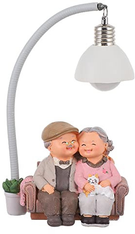 SEWACC Oma Opa Figur Altes Ehepaar Figur Romantisches Älteres Paar Verzierung Hochzeit Dekoration Haus Dekoration für Eltern (Nachtlicht) Schöne Nachtlampe