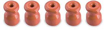 Amarcords - Abrazadera de cable con tornillos y tacos. 5 aisladores de porcelana de colores antiguos para instalaciones de cable trenzado de pared de color CORAL