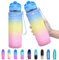 Sports Water Bottle Kids with Times to Drink Leakproof 1L / 700ml / 500ml 1Litre Drink Bottles BPA Free Motivational Adults, Gym, School, Running, Travel, Girls, Boys Filter Reusable