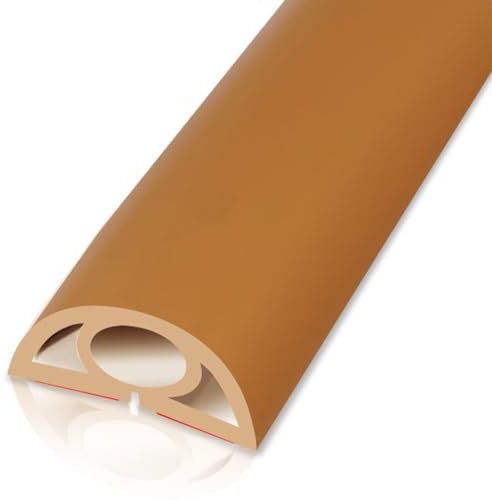 Passe Câble Sol Protège-câbles De Sol, 2 Cm De Largeur Cache-câble De Plancher Facile À Installer, Passage Câble Plancher en PVC(Color : Light Brown, S : 3.3 ft)