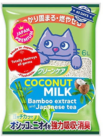 Antibacterial Katzenstreu Pellets mit Gesundheitsindikator | Aus Kokosnussmilch & Bambus-Extrakt mit Japanischer Tee | 100% Pflanzliche Katzenstreu Staubfrei | maximaler Saugkraft | 7L