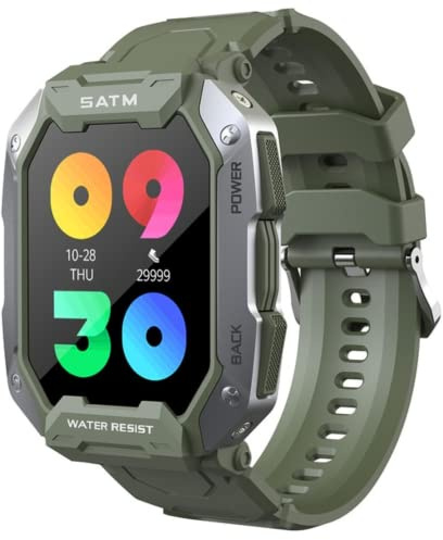 XWATCH Pro Militaire MT1- Montre connectée Homme, Militaire, Ultra résistant, Natation, SMS, Sport, Santé, Aventure, Autonomie 15 à 50 Jours… (Vert)