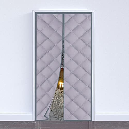 Kalter und Warmer Türvorhang 95x200cm, Thermovorhang für Hecktüre Wind- und wasserdicht, Isoliervorhang Kälteschutz Haustür Kinderleichte Klebemontage, Grau