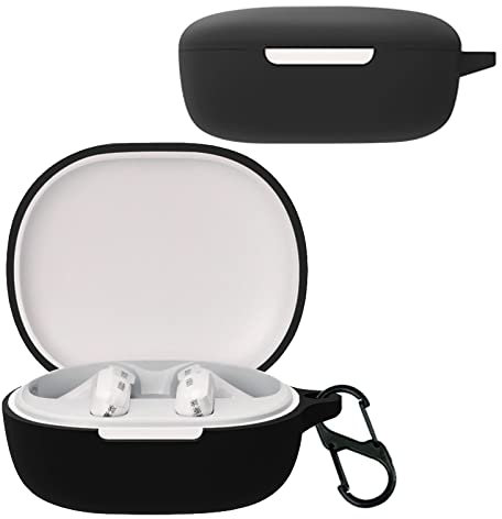 KZIOACSH Case for Xiaomi Redmi Buds 4 Lite, Flexible Ultra Slim Shock-Absorbing Silicone Headphone Case Skin Portable Lightweight Anti-Lost Washable Earbuds Cover with Carabiner,Black