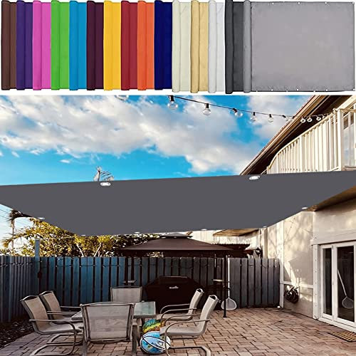 Sonnensegel Sonnenschutz Garten, 3.5 x 10 m Wasserdicht Viereck, Rechtwinklig Garten Sonnensegel Windschutz UV Schutz mit Ösen und Befestigungsseile, Dunkelgrau