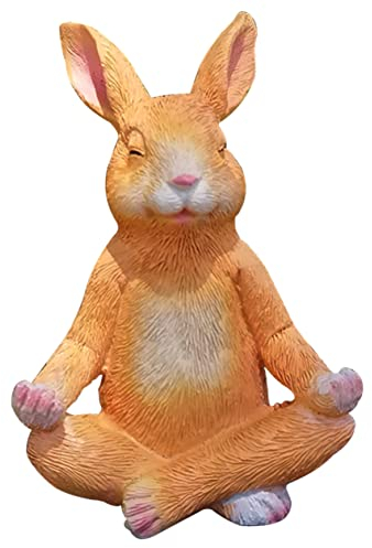 Artibetter Yoga-hase-Ornament Osterhasen-skulptur Gartenstatuen Ostergartenskulptur Szene Kaninchen Dekore Hasentierkreisspielzeug Home Decor Gartenhase Hasenschmuck Märchengarten Harz Feder