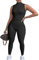 TOB Frauen Yoga Jumpsuits Workout Gerippt Ärmellos Sport Jumpsuits, Schwarz, Medium
