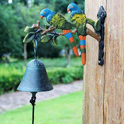 Türklopfer, europäisches und amerikanisches Dorf, Vintage-Stil, Gusseisen, Kunst, manuelle Türklingel, Vogel, Papagei, Garten, Innenhof, Willkommensglocke, Wandglocke, Handschwingtürklingel