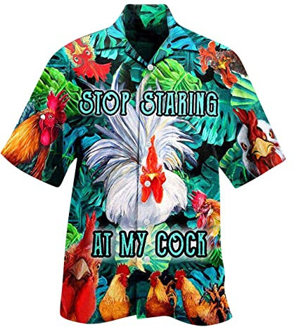 Hawaiian Shirts for Men Funny, Aloha-Hawaiian-Style Holiday Shirts for Men 3D Printed Hawaiian Dancy Dress Classic Casual Stag Shirt Green