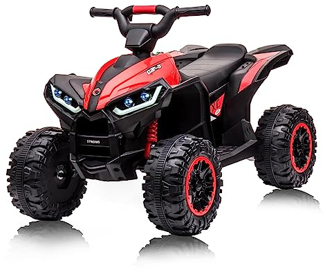 12V Quad Electrique pour Enfants, Voiture Electrique Enfant ATV avec Musique, Klaxon, Phare LED, 83x 53x 56cm, pour Enfants 3+ Ans (Rouge)