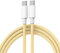 NoveltyThunder Compatible For iPhone 15 Plus Pro Max 1M USB C to USB C Charger Cable 60W Super Fast Charge Nylon Braided Fabric Data Lead (Yellow)