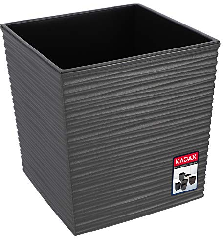 KADAX - Jardinera cuadrada de 41,5 cm, color gris – maceta grande de plástico para interior y exterior, ideal para decoración de jardín, terraza y balcón