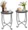 Fashion&cool Lot de 2 petites tables d'appoint d'extérieur rondes en métal résistant aux intempéries pour patio, cour, porche, balcon, table de chevet, support de plantes pour intérieur et extérieur