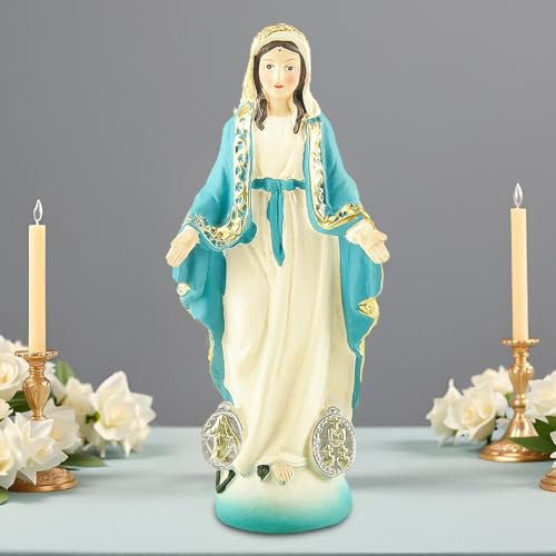 PlentifulHome Bleesed Jungfrau Maria Statue katholische Our Lady of Grace Tischfigur klein (12 cm hoch)