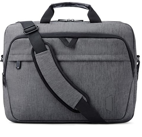 bagsmart 17.3 Inch Laptop Bag, Expandable Computer Birefcase Bag Men Women, Laptop Shoulder Bag, Work Bag Business Travel Office, Dark Gray