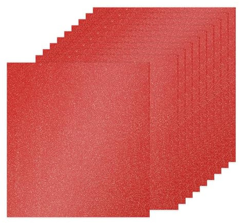 PATIKIL 10 Blatt Kartonpapier Quadratisch 250g - 30,5 x 30,5 cm - Dickes Bastelkarton zum Basteln Hochzeit Karton Glitzer Papier Stanzen DIY Deko Bastelpapier Bedruckbar, Leuchtendes Rot
