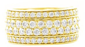 Wycian Verlobungsringe Für Sie Und Ihn, Ringe Für Herren Gold 18K Gelbgold Größe 67 (21.3) Moissanit Rundschliff Weiß Personalisiert Für Abschlussball