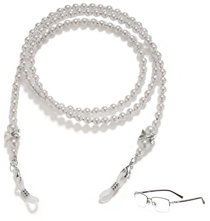YJFY Brillenkette Damen Brillen Ketten Perlen Glasses Chain Women Kettenbrille Sonnenbrille Kette Verhindert das Abrutschen der Brille Silber Vintage