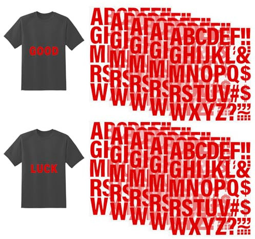 10 Sheets Iron on Letters for Clothing, Red Iron on Jersey Letters Adhesive Stickers, 2 Inch Vinyl Heat Transfer Letters with A-Z Alphabets Sticker for Fabric, Jersey, DIY T-Shirt Printing at Home