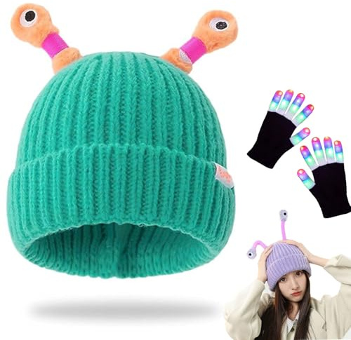 Bpoeee Monster Tentacle Hat, Funny Glowing Monster Knitted Hat, Womens Winter Hats, Glowing Little Monster Knit Hat (#9,52-60cm)