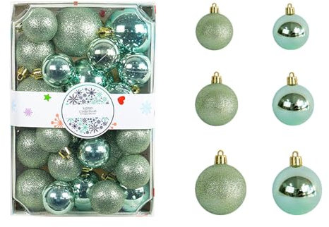 Hanraz weihnachtskugeln Mint, 30 Stücke Weihnachtskugeln, Christbaumkugeln, Christbaumschmuck Kleine Christbaumkugeln Mini Kleine Weihnachtskugeln Weihnachtsbaumkugeln Valery Madelyn Weihnachtskugeln
