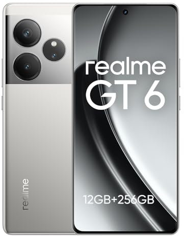 realme GT 6 Smartphone 5G,12GB+256GB Telefono Movil,Snapdragon 8s Gen 3,6.78 120Hz Pantalla Ultrabrillante de 6000 nits,50MP LYT-808 OIS,5500 mAh,Dual SIM Android 14,NFC,No Carga,Plata