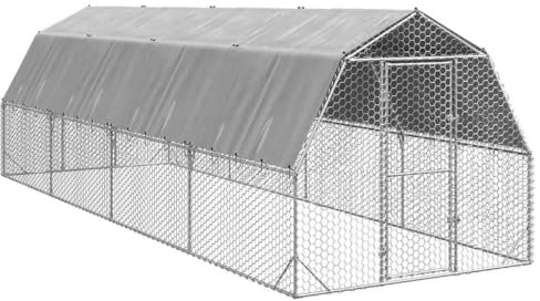vidaXL Hühnerauslauf mit Dach 2,5x8x2,25 m Stahl verzinkt