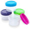 Navoys 4 Mini Screw Top Containers - 35ml, Freezer Food Pots Containers, For Sauce, Condiments, Dressings, BPA Free, Blue, Pink, Purple and Green Lids