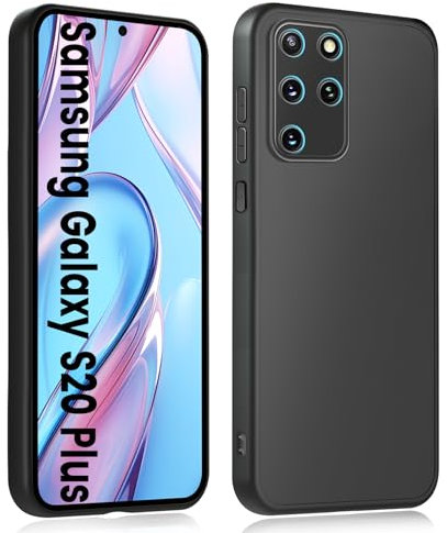 HuwaiH Handyhülle für Samsung Galaxy S20 Plus Hülle, Upgraded Kameraschut, Anti-Rutsch Stoßfest Haltbarkeit Schutzhülle, Unterstützt kabelloses Laden Weich TPU Case, Passgenau für S20 Plus, Schwarz