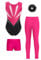 Miutii 4tlg.Mädchen Turnanzug Glitzer Gymnastikanzug mit Shorts Hose und Haargummi Ärmellos Ballettanzug Gymnastik Leotard Eislaufen Tanzkostüm Dunkel Rosa 110-116