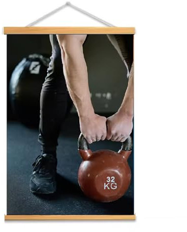 Massivholz Scroll Hängen Leinwand Malerei Gym Hantel Krafttraining Poster Drucke Für Wohnzimmer Home Interior Decor