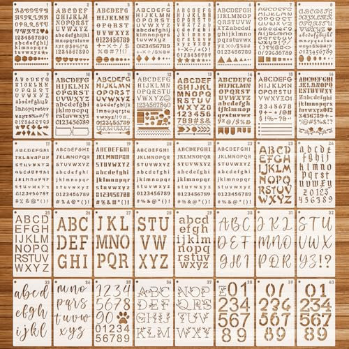 OOTSR 40 Stk Buchstaben und Zahlen Zeichen-Schablonen für Tagebuch, Alphabete Stencil für Journal Bullet, Kunststoff Vorlagen Schablonen für Scrapbooking Kunst-Projekte Fotoalbum DIY