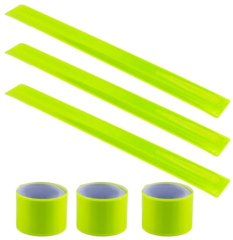6 Stück Reflektorband, 30x3 cm Hosenklammer Fahrrad, Reflektoren Kinder Sicherheits Schnapparmband zur Erhöhung der Sichtbarkeit, Lichtreflexband für Joggen, Radfahren, Reiten, Fußgänger, Neon Gelb