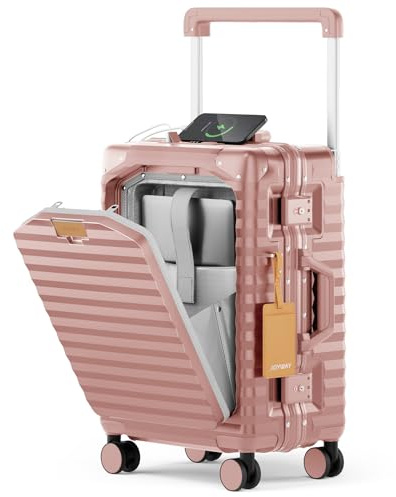 Joyway Bagage à main de 50,8 cm avec poche avant, rose gold, Carry-on-20inch Aluminium, Bagage en aluminium de 20 po