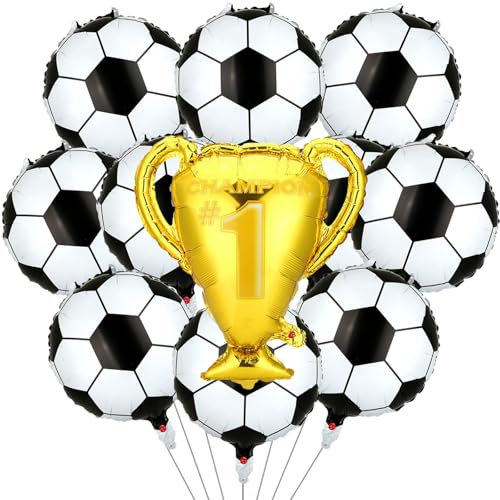Fußball Luftballon Pokal Folienballon, 11 Stück Fussball Party Deko, Fußball Ballons Kinder, Fubball Trophäen Helium Luftballon für Junge Fußball-Mottoparty, Spieleparty