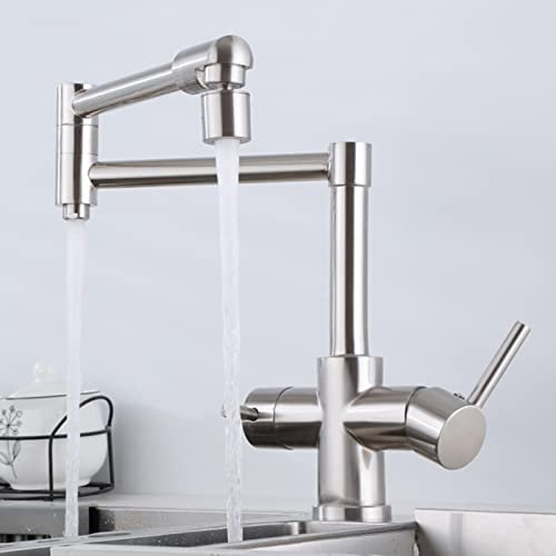 ZCCZJS 3 -Wege Küchenarmatur Falten heißes Wasser und kaltes Wasser rotierendes Messing gereinigt Wasser Küche Spülbecken Wasserhahn