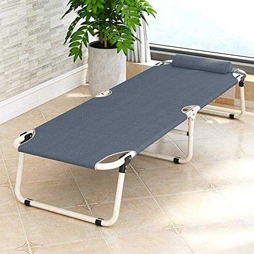 GAOXIONG Klappbett Klappbetten Strandstühle Balkon Innenhof Garten Klappbares Feldbett Für EIN Nickerchen Büro Einzelklappbetten (Farbe: Grau, Größe: 184,5 x 62 x 34 cm)