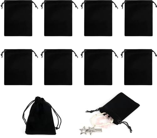 Miunpri 10 Stück Schmuckbeutel Samtbeutel mit Kordelzug 7x9cm Samtbeutel Schmuckbeutel Geschenkbeutel,Mini Beutel für Schmuck, Gunsten Ringe Hochzeiten Partys
