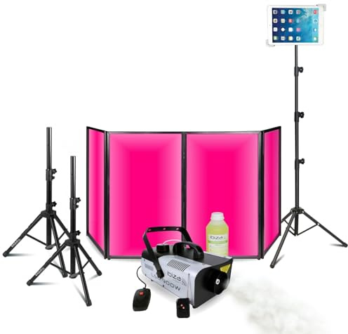 Ibiza - Lichtpaket DJ Front 1200 x 700 – Nebelmaschine Ibiza LSM900W – Fuß Halterung Tablet – 2 Lautsprecherfüße – Party-Sound