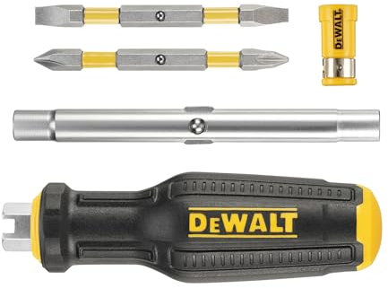 Dewalt Cacciavite multi-bit a 6 vie, fornito con: 2 x punte bifacciali: 4,5/6 mm, PH1/PH2.