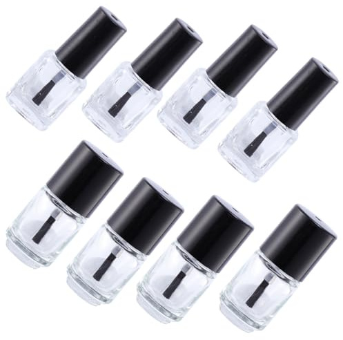 IWOWHERO 20pcs Empty Nail Glass Bottles with Brush Applicator 5ml Refillable and Square Mini Bottles for Convenient Nail Art Subpackaging and DIY Use